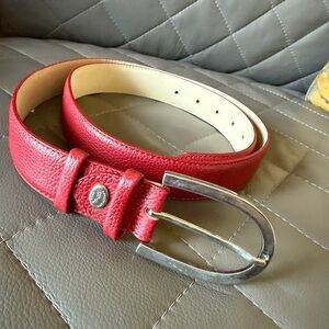Longchamp Red and Silver Leather Belt